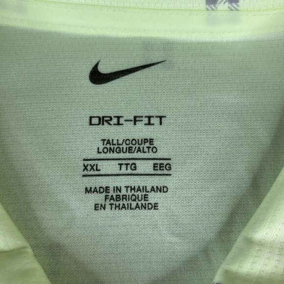 Nike Dri-FIT Polo Shirt Mens 2XL Tall Lime Green Printed Golf Swoosh DA2987-701 - Picture 4 of 10
